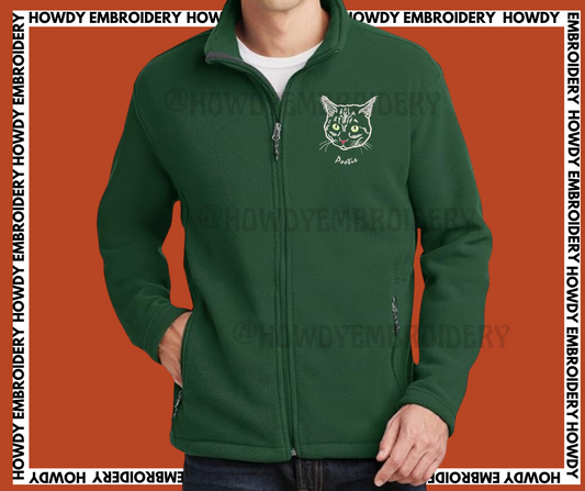 Pet Embroidered Outline Unisex Fleece Jacket