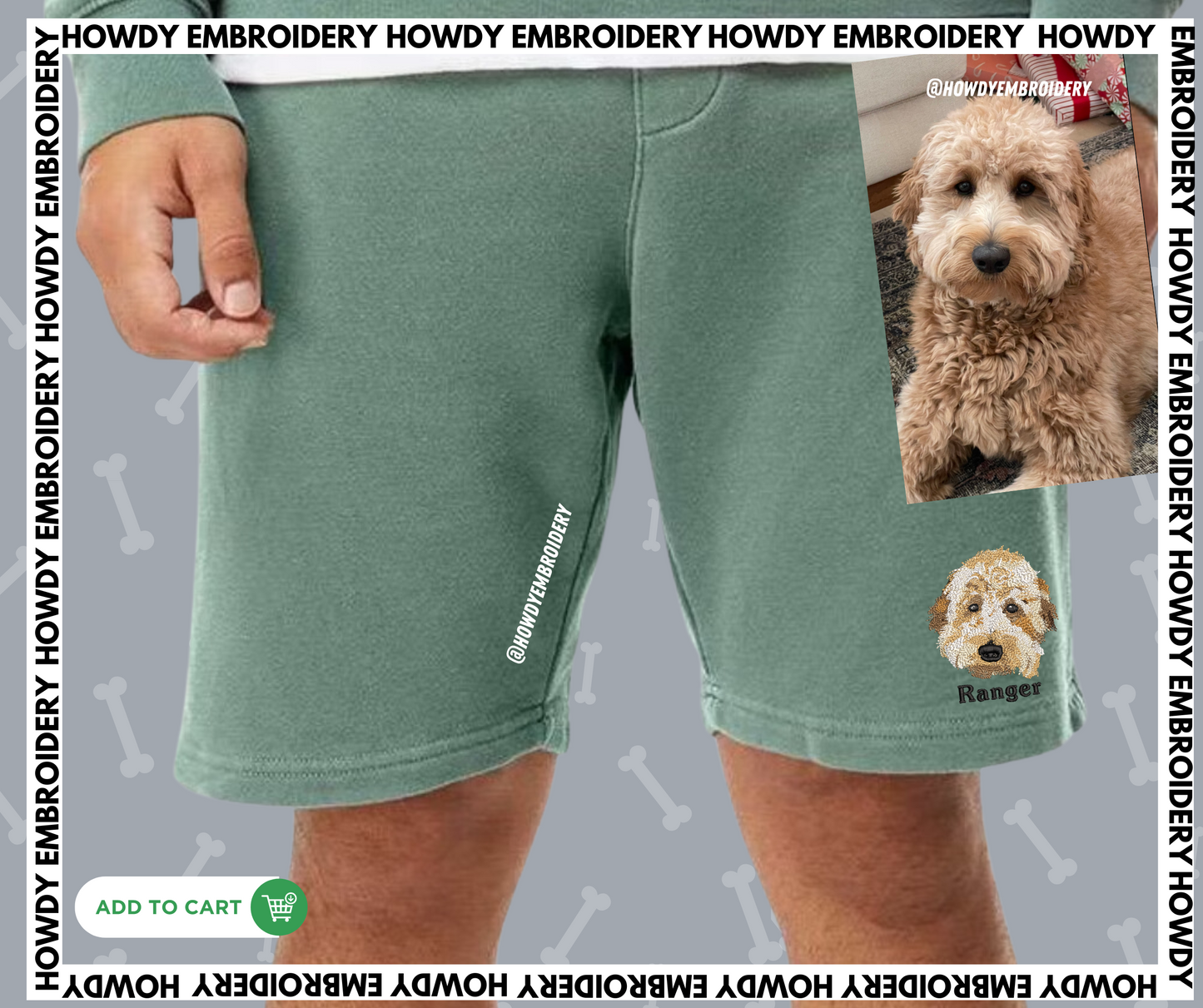 Embroidered Pet Portrait Shorts