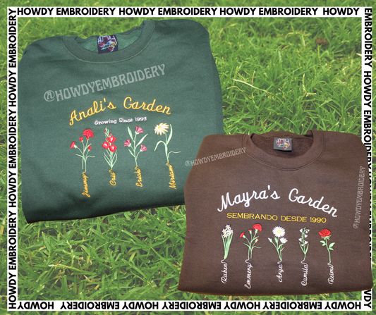 Custom Embroidered Garden Birth Month Flower Sweatshirt