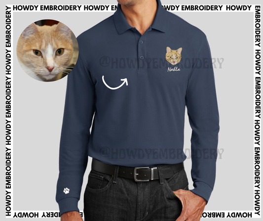 Embroidered Custom Pet Long Sleeve Pique Polo