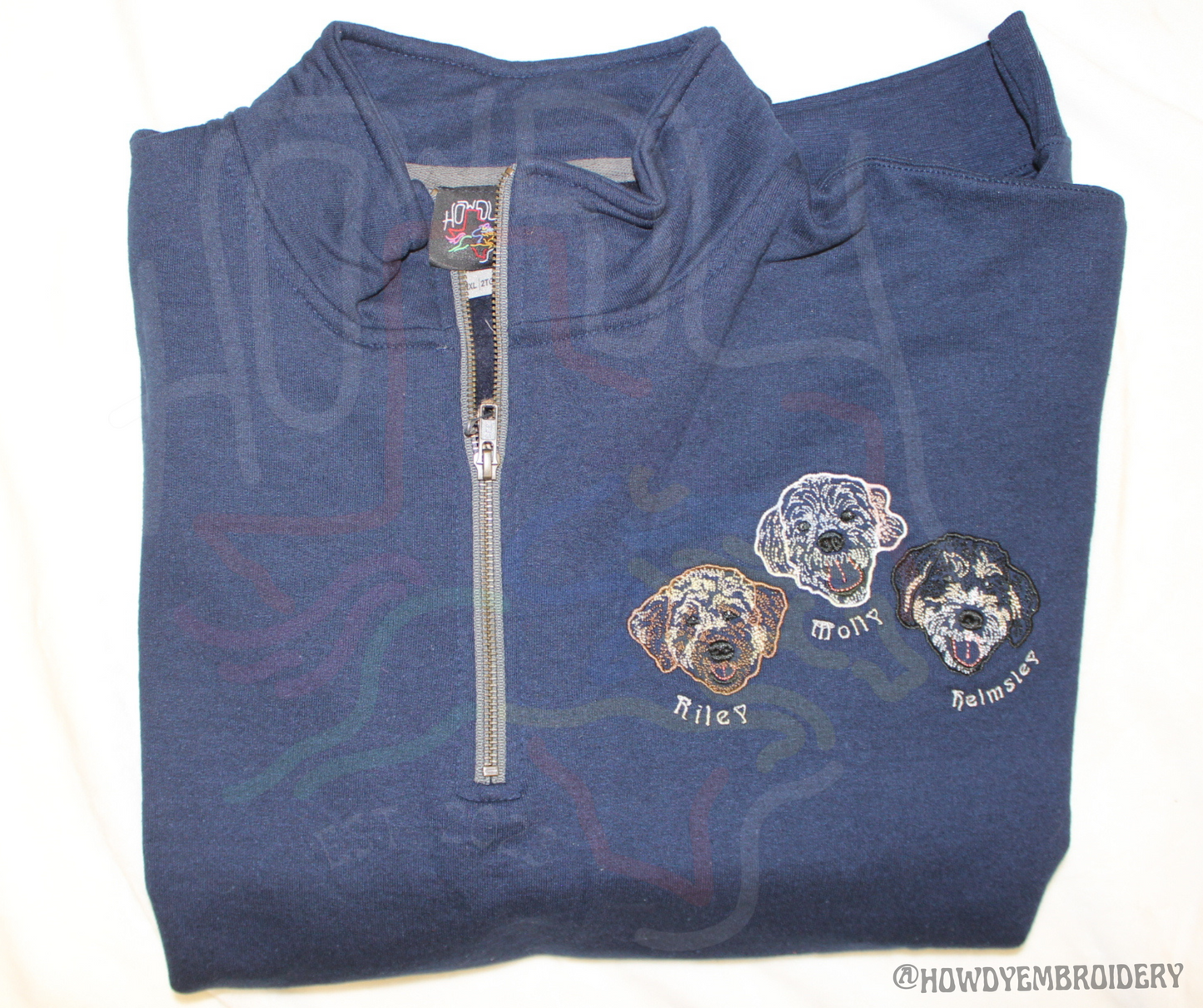 Minimalist Outline Embroidered Pet Quarter-Zip with Paw Zipper Pull