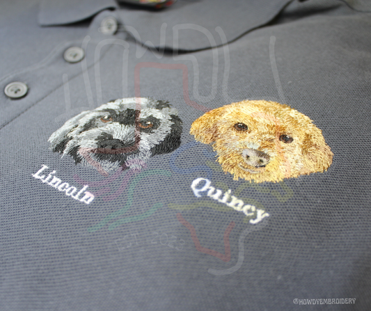 Custom Embroidered 2 Pets Long Sleeve Polo