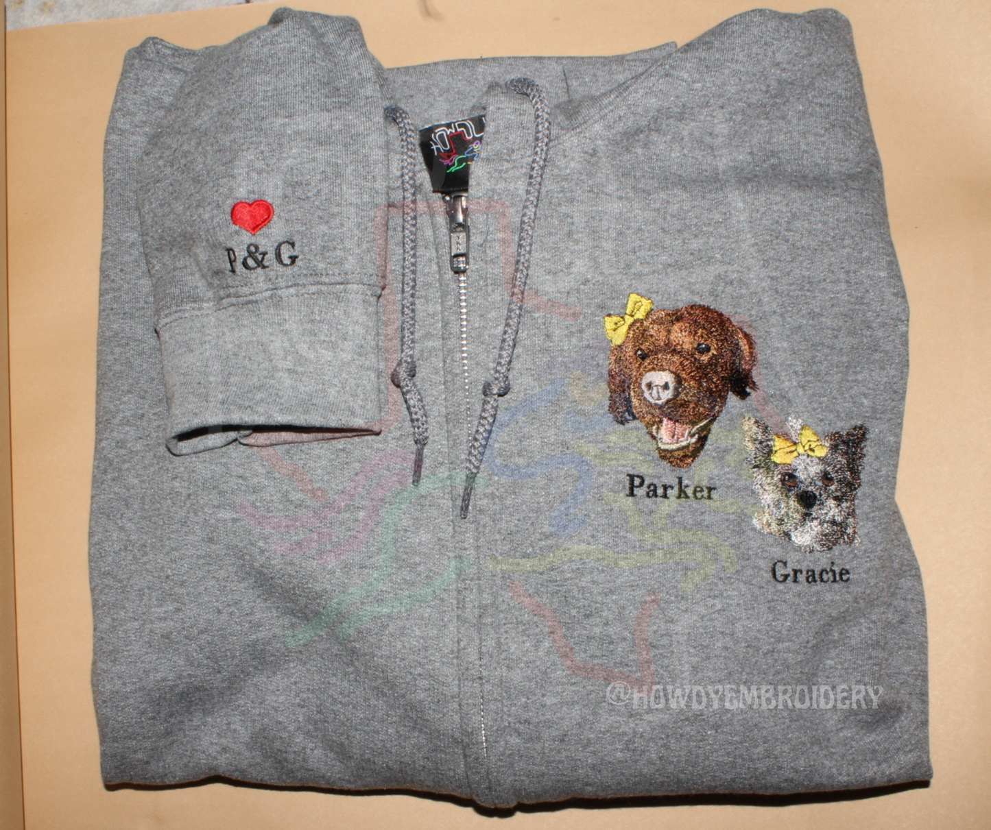 Custom Pet Embroidery Zip-Up Sweater