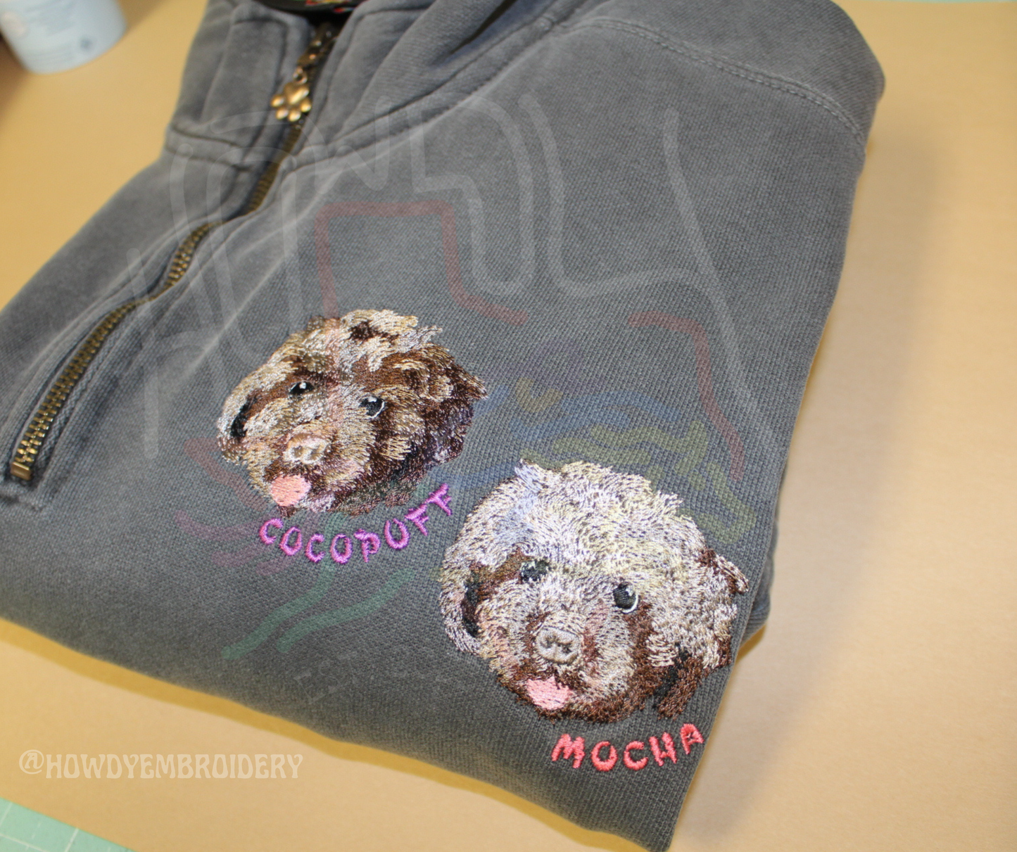 Pet Embroidery Comfort Colors Quarter-Zip with Paw Charm