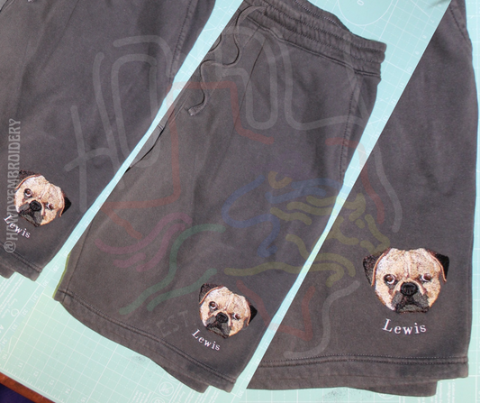 Embroidered Pet Portrait Shorts