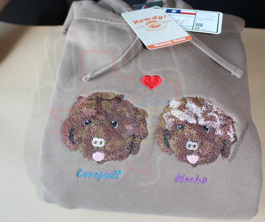 Embroidered Custom Pet Pigment-Dyed Hoodie