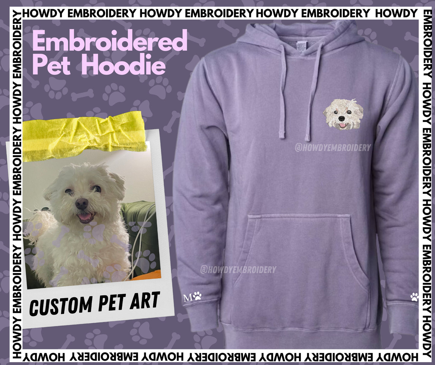 Embroidered Custom Pet Pigment-Dyed Hoodie