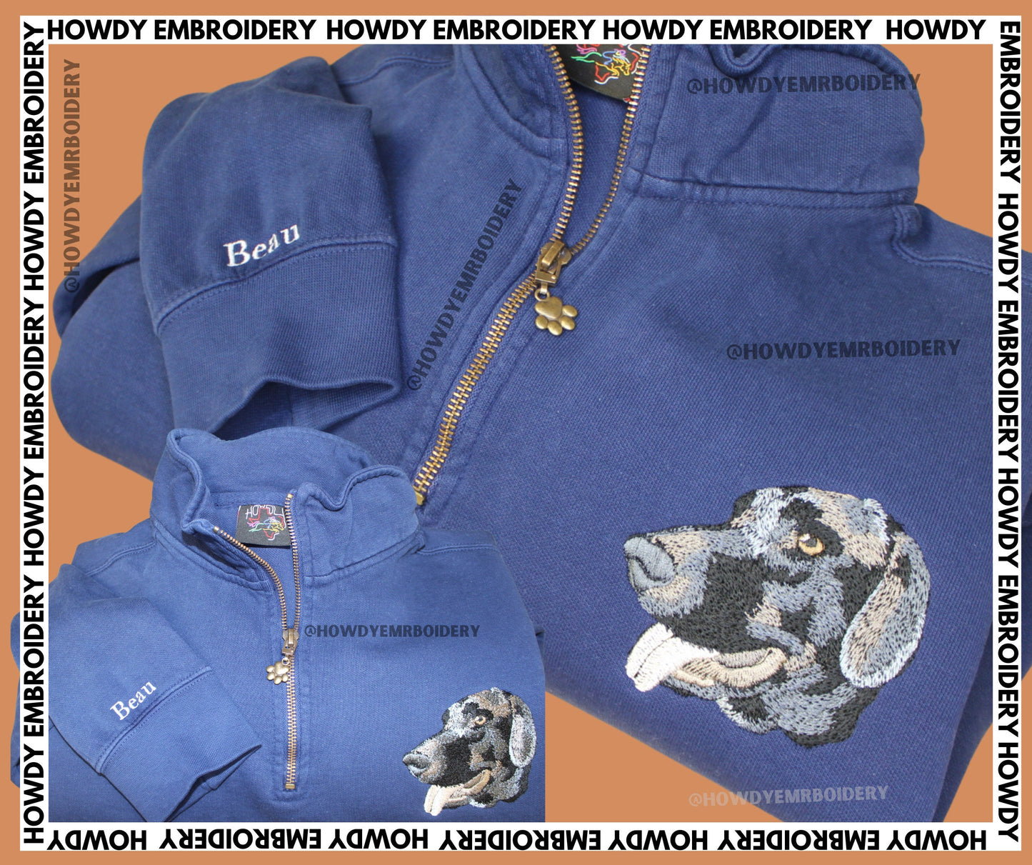 Pet Embroidery Comfort Colors Quarter-Zip with Paw Charm