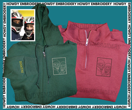 Custom Embroidered Photo Outline Quarter-Zip